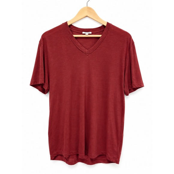 James Perse Other - James Perse T-Shirt Cotton V-Neck Slim Fit Red Slub Luxury Mens Size 2 M USA